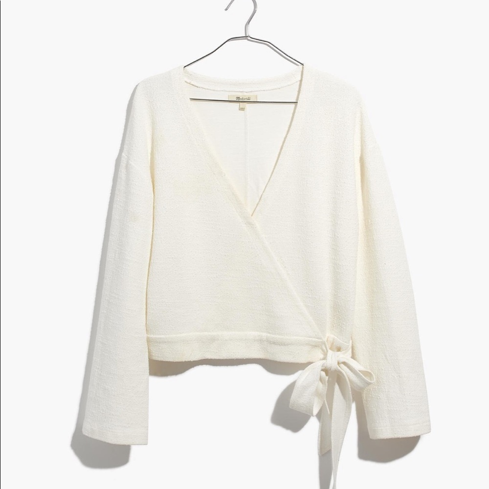 NWOT Madewell Texture & Thread Wrap Top Cream - Picture 5 of 6